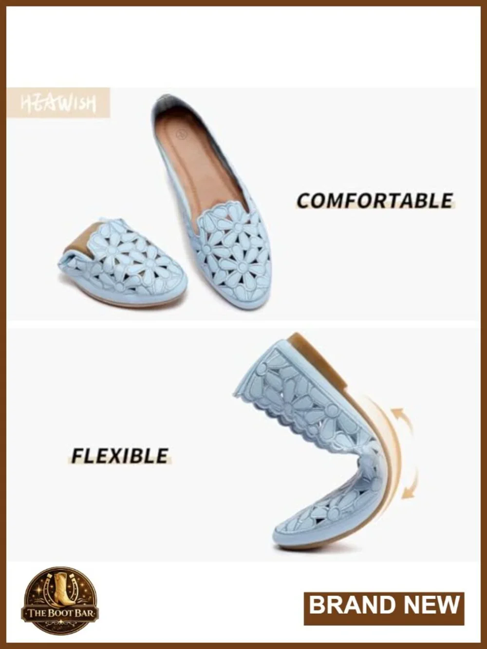 Floral Ballet Flats Slip On PU Leather Round Toe Dress Shoes for Women